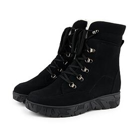 Women's Leather Winter Boots with Sheep Wool Magdalena Black