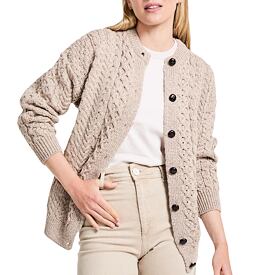 Women's Merino wool button-up sweater beige