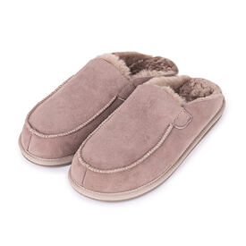 Men's Erik Leather Slippers with Wool Lining Beige