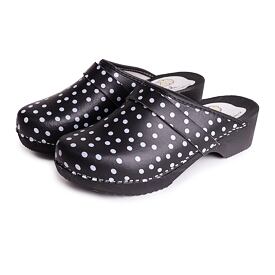 Women's Anatomic Clogs Black Polka Dot