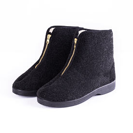 Men's Traditional Zip-up Wool Boots Black