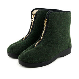 Men's sheep wool zip-up boots green