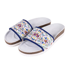 Women's Orthopaedic Cork Sliders Folk Blue