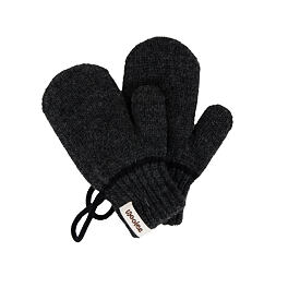 Children's woolen mittens with loop gray