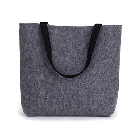 Felt Tote Bag with Short Straps Grey