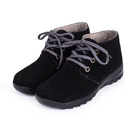 Women's Blanka Leather Ankle Boots with Wool Felt Black