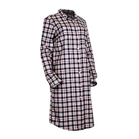 Women's flannel nightgown, checkered pink-blue