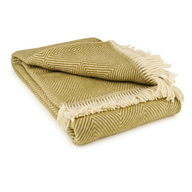 Sheep wool blanket diamond green