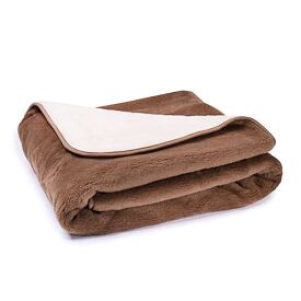 Merino wool blanket with camel wool double layer brown