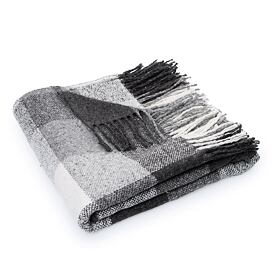 Woolee Throw with Sheep’s Wool Grey Check