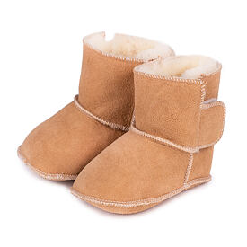 Baby Booties with Lamb's Wool Lining Beige