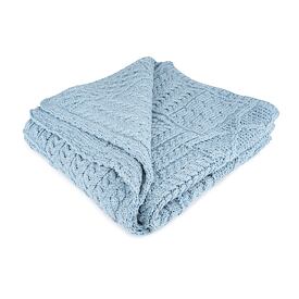 Merino wool knitted blanket blue