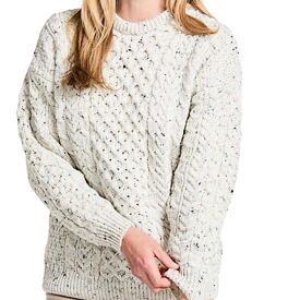 Women's Merino wool sweater with traditional pattern cream