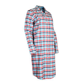 Women's flannel nightgown, checkered blue-red