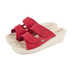 Milena women's gel wedge slides red