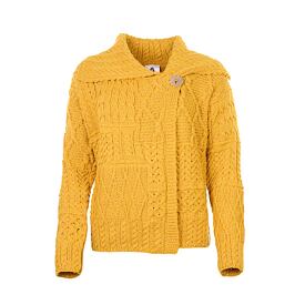 Women's Merino wool sweater with button yellow