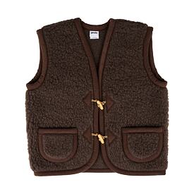 Children's sheep wool vest with buttons brown