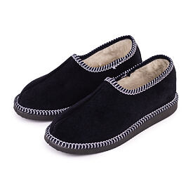 Leather Salašky Slippers with Wool Lining Dark Blue