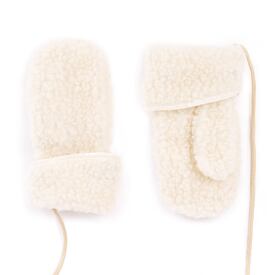 Kids’ Wool Mittens with String Natural