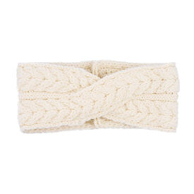 Supersoft Merino wool crossed headband natural