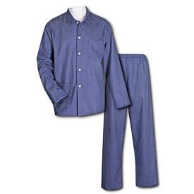 Men's flannel pajamas with long sleeves with pattern, blue