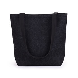 Felt Tote Bag with Long Straps Black