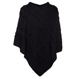 Supersoft Merino wool poncho black