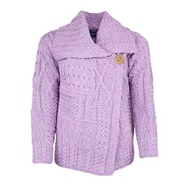Women's Supersoft Merino wool sweater with button purple
