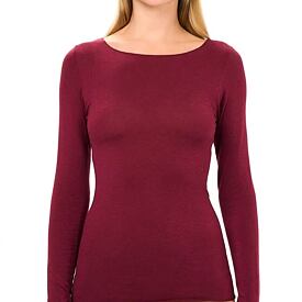 Women's Long Sleeve T-Shirt Modal with Cashmere Burgundy