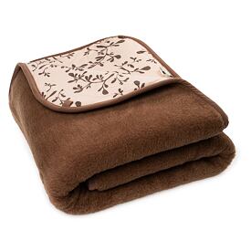 Merino wool blanket with camel wool and lining double layer brown