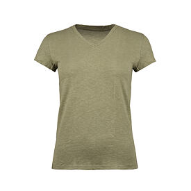 Women's cotton T-shirt with linen green