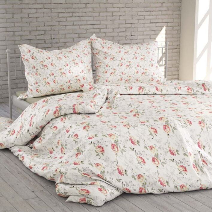 Cotton Bedding Floral Rose White