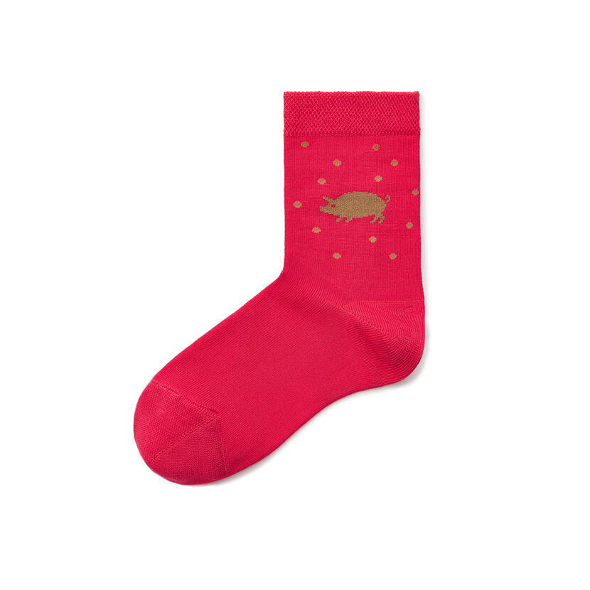 Children's Christmas cotton socks golden piggy