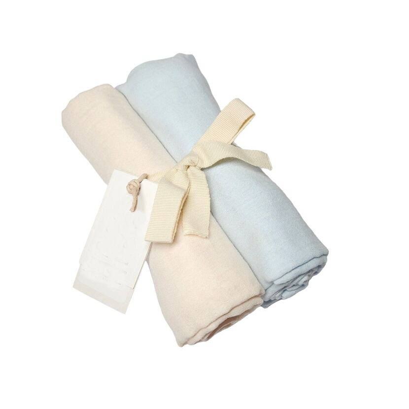 Baby muslin swaddle blankets 2 pcs blue/natural