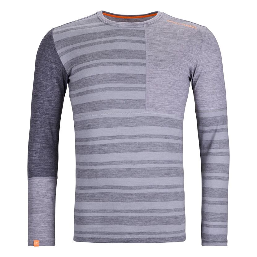 Men’s Ortovox 185 Rock'n'Wool Long Sleeve Merino Top Grey Blend