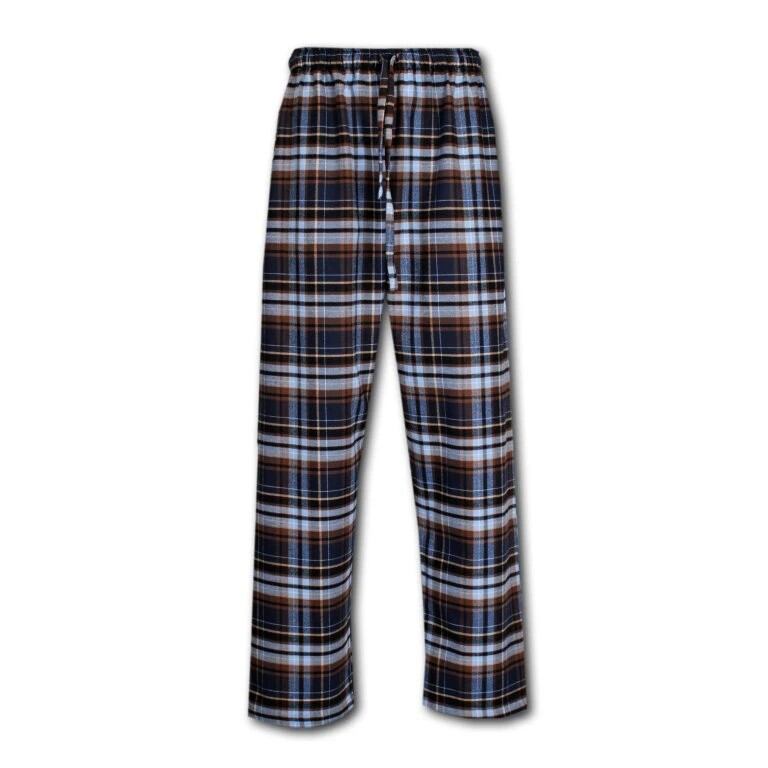 Men's flannel lounge pants, checkered, blue-brown