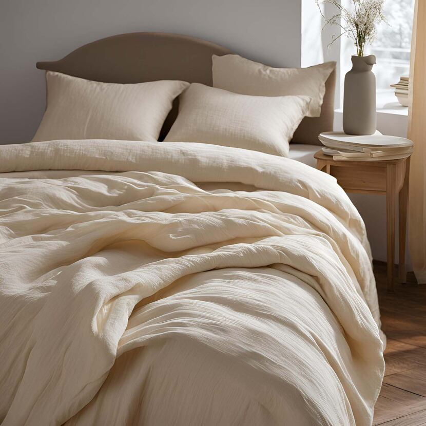 Muslin bed linen with zipper natural