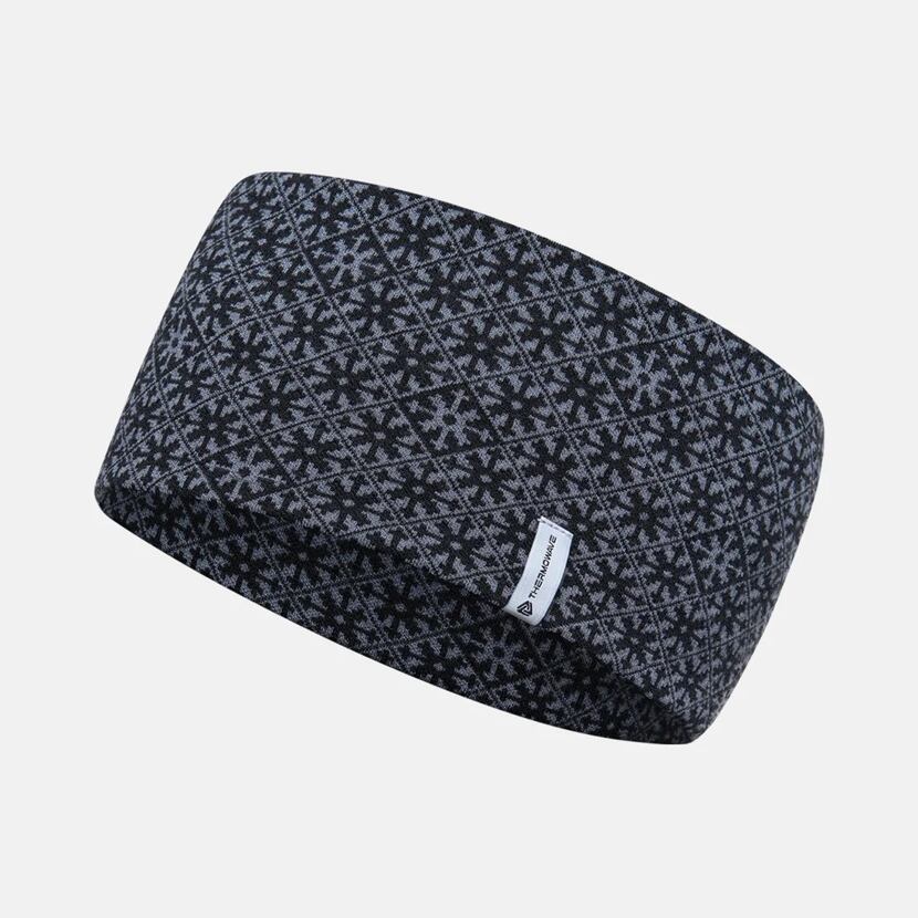 Women's Merino sheep wool headband SNOWFALL Thermowave gray