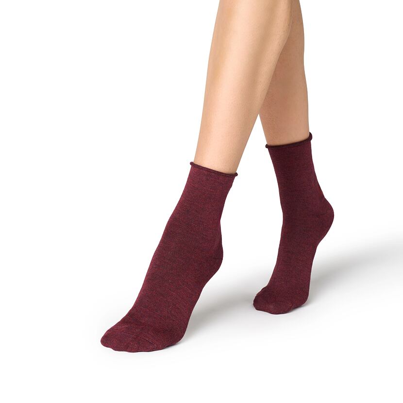 Cashmere socks with loose hem red