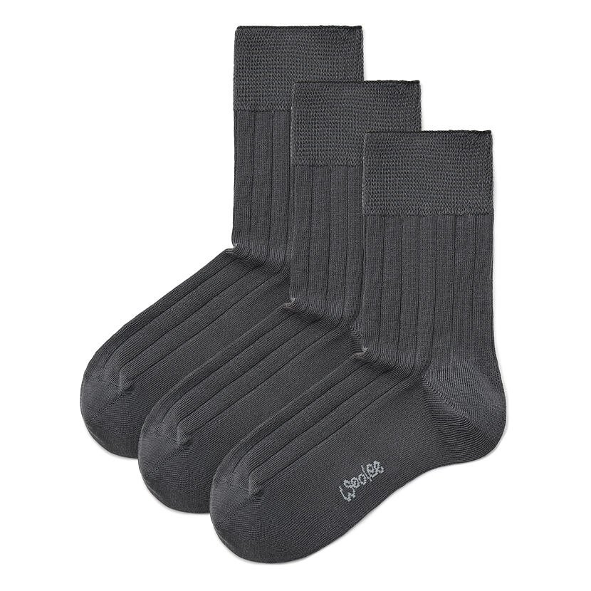 3 pairs of cotton socks with orthopedic hem gray