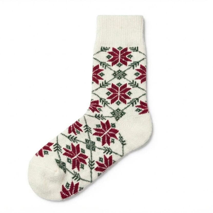 Christmas star socks with Merino sheep wool