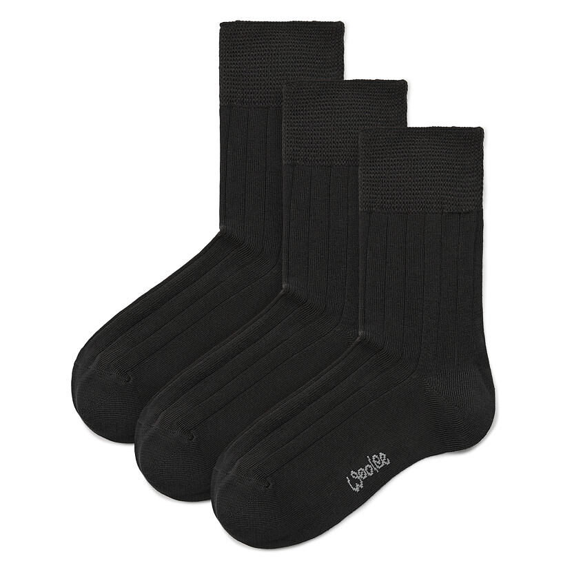 3 pairs of cotton socks with orthopedic hem black