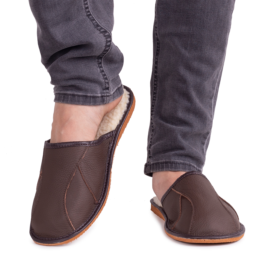 Men's Josef Leather Slippers with Wool Lining