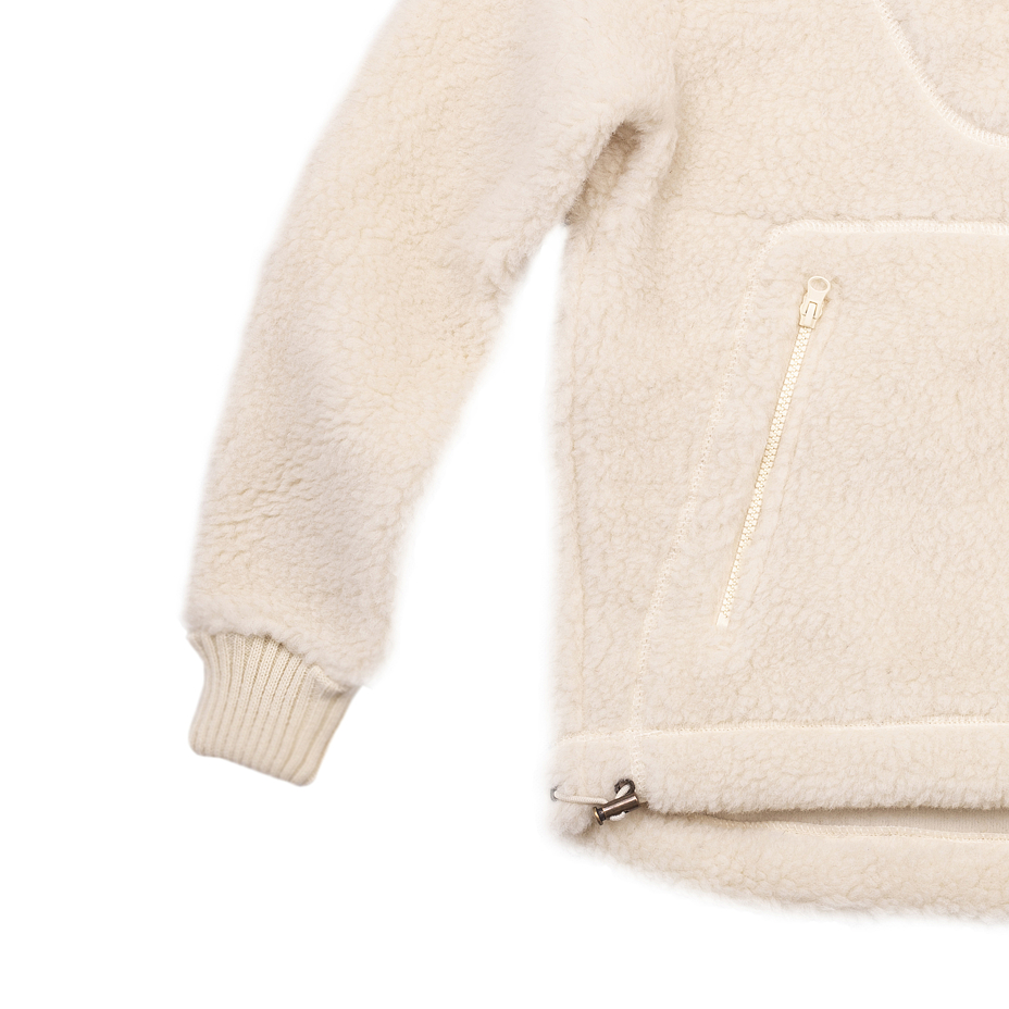 Women's Kangaroo Pocket Wool Top Natural