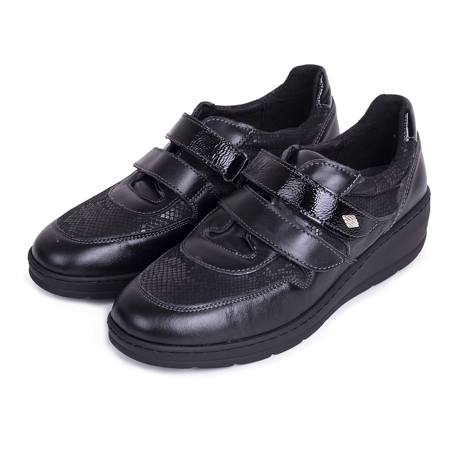 Women's Stela Leather Velcro Shoes Black