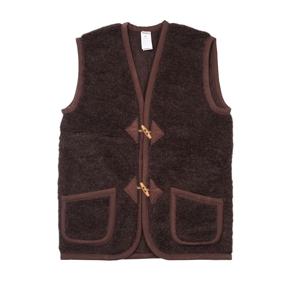 Wool Toggle Tie Vest Dark Brown
