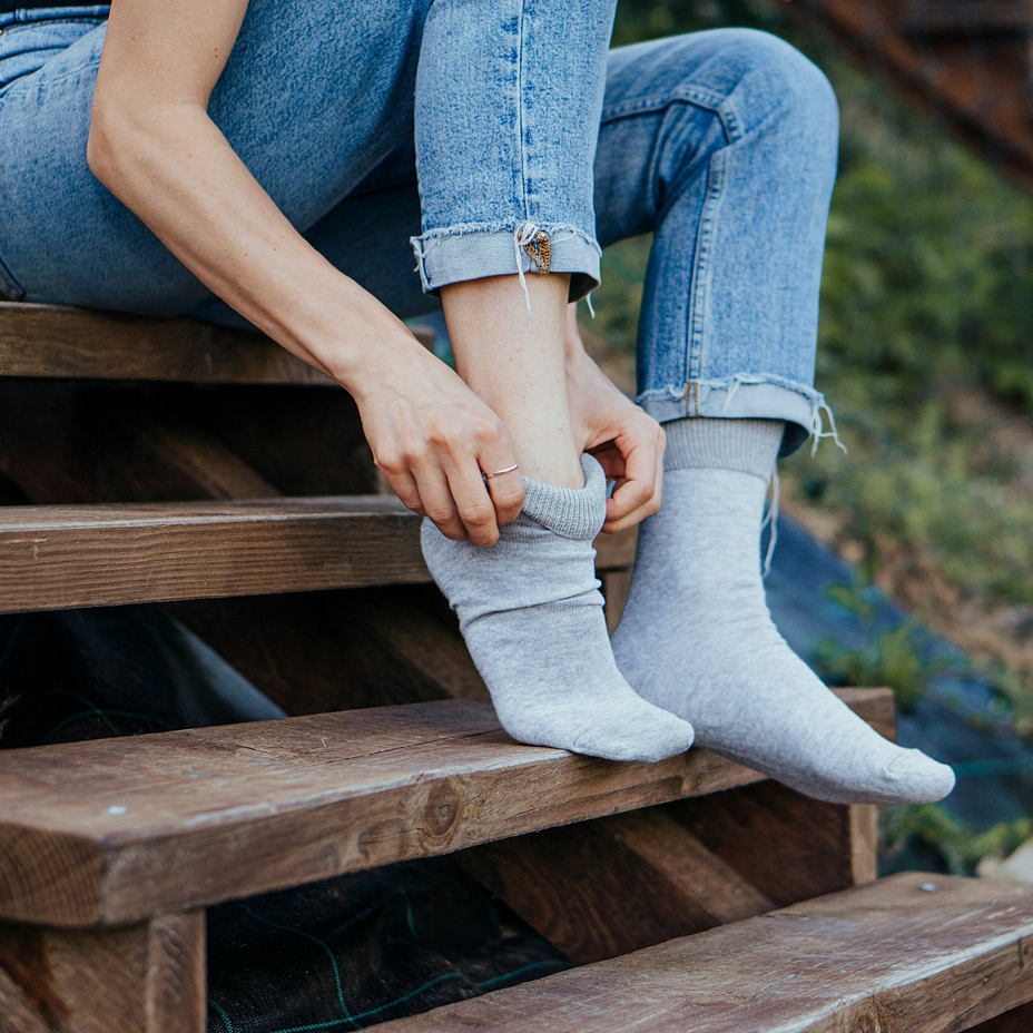 Loose Top Cotton Socks Light Grey