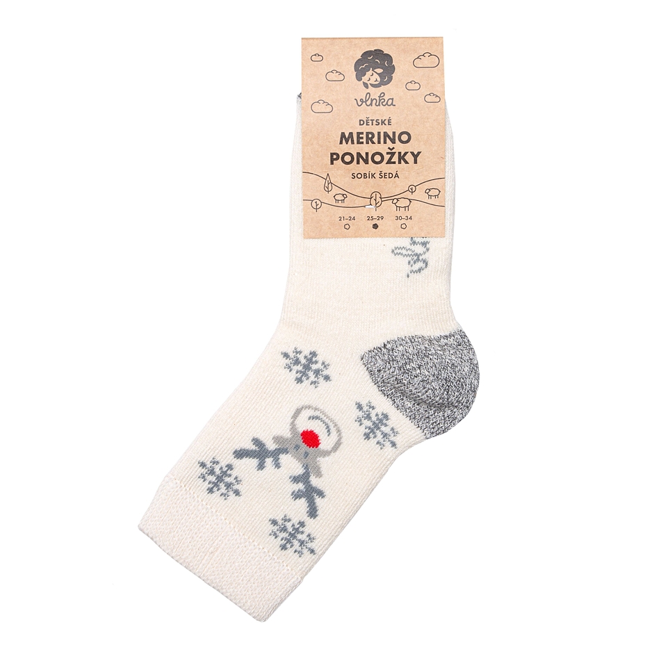 Kids’ Merino Socks Reindeer Grey