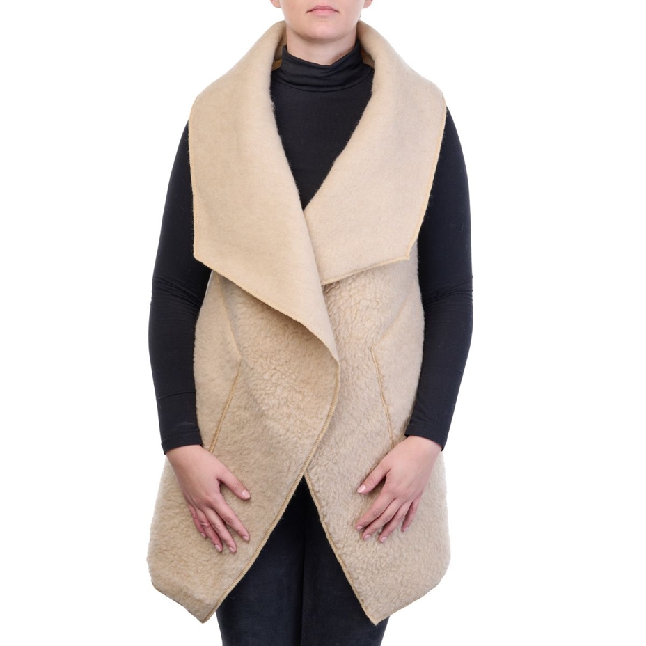 Sheep wool wrap vest Beige