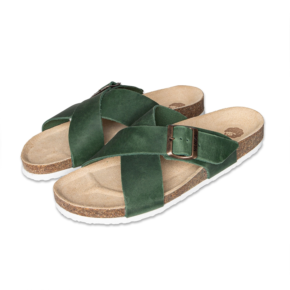 Women's anatomical cork slip-ons “Martina“ Green